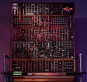 Customized Moog Modular Synthesizer with keyboard, ribbon controllers, and stand, R. A. Moog Co. (Trumansburg, New York, USA, founded 1953), Wood, metal, plastic